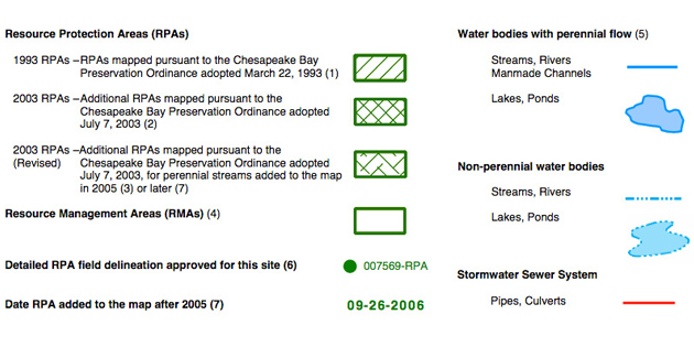 Chesapeake Bay preservation area map legend