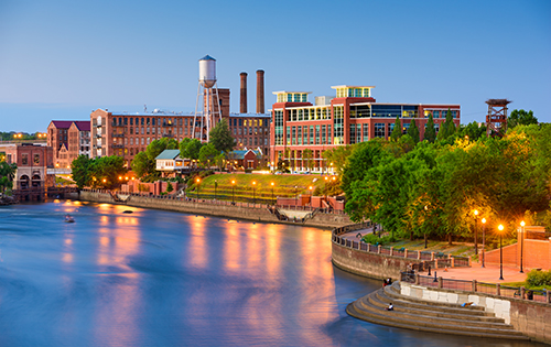 Columbus Georgia and the Chattahoochee River skyline